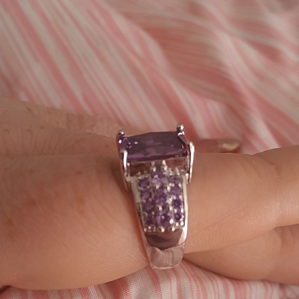 New! Emerald Cut, .925 Sterling Silver Ring - Picture 2 of 3