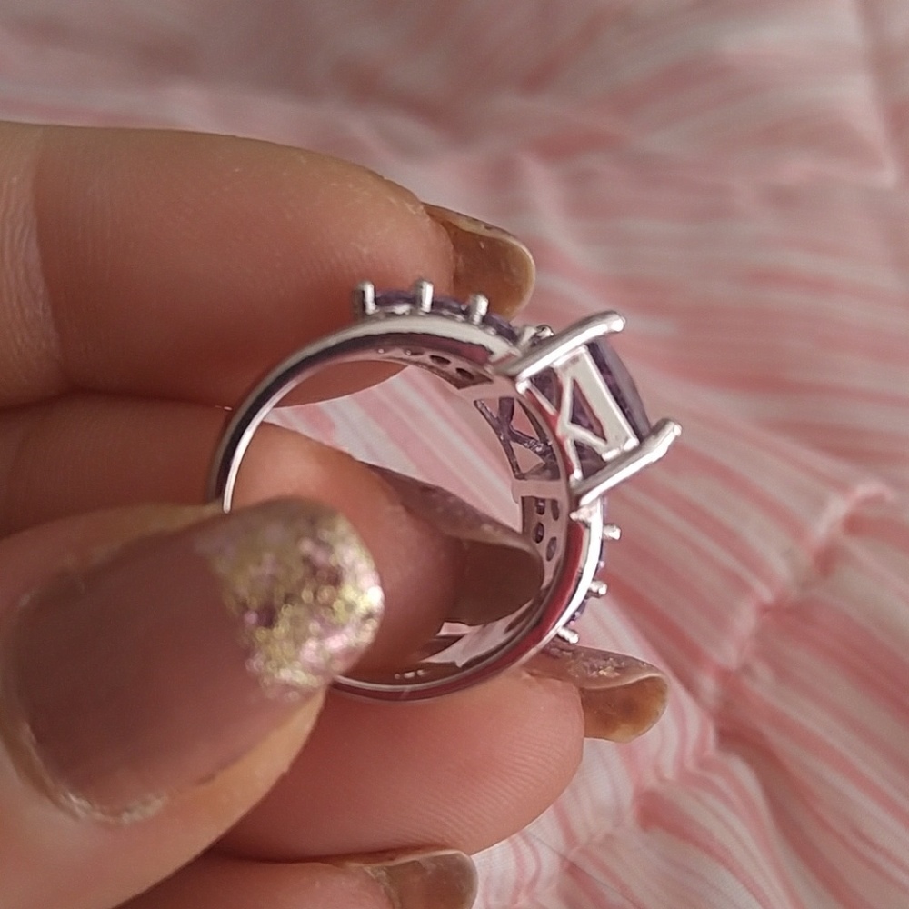 New! Emerald Cut, .925 Sterling Silver Ring - Picture 3 of 3