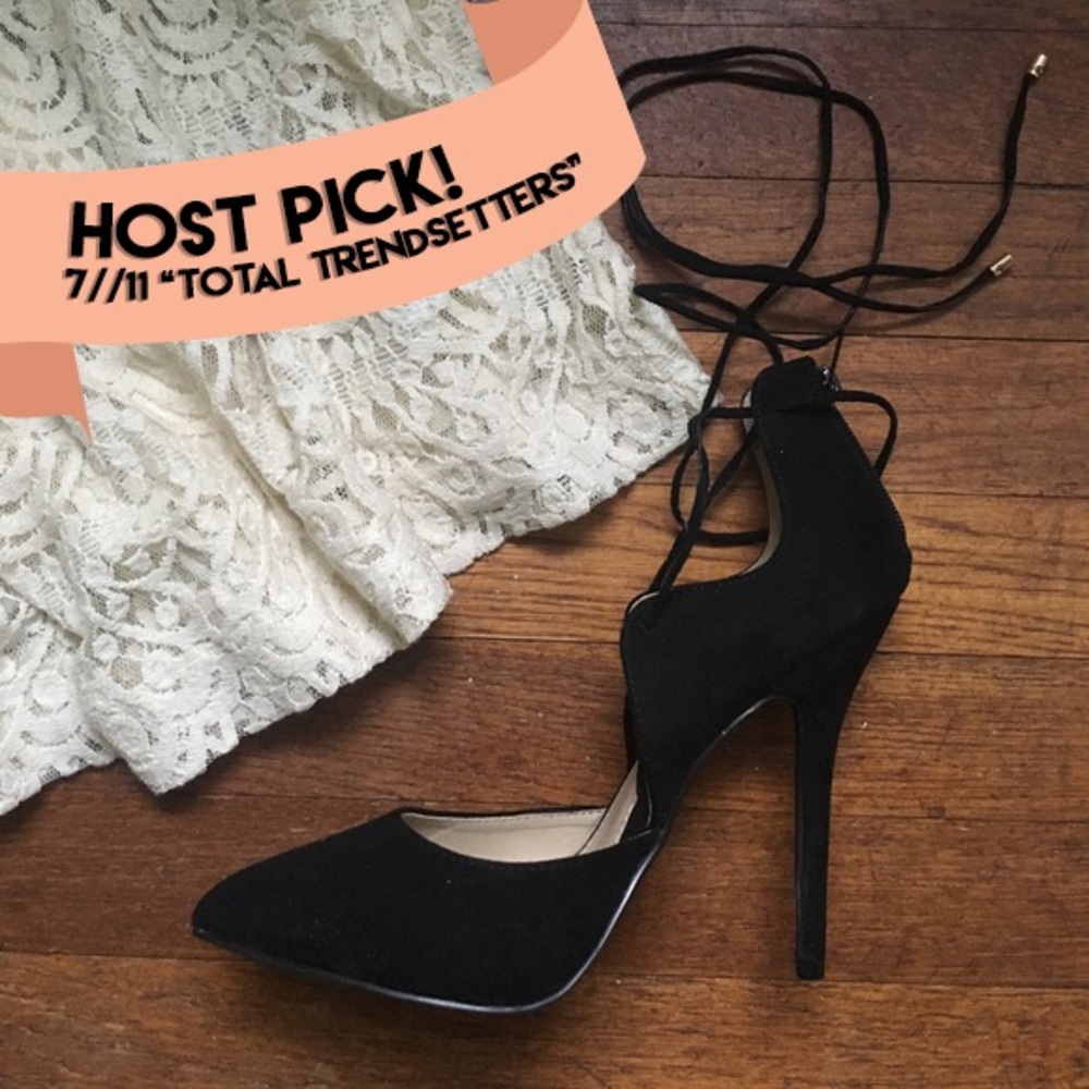 JustFab Black Lace Up Heels