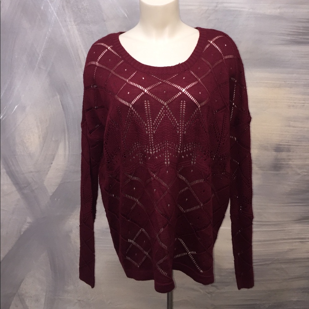 Maroon Detailed Stitched Sweater