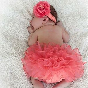 Newborn tutu coral photo headband girls