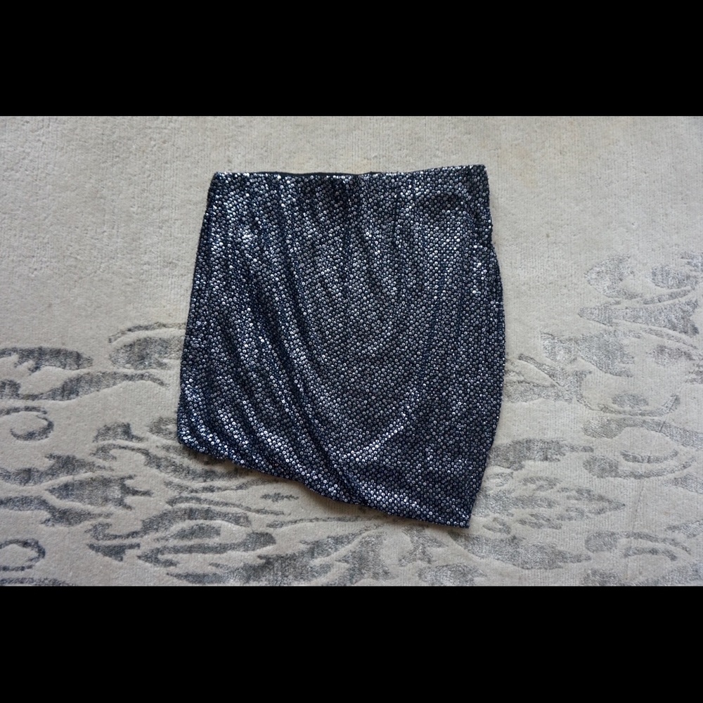 Asymmetrical Theory Sequined Mini Skirt