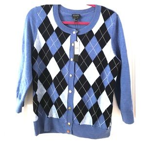 Pure Merino Wool Argyle Sweater