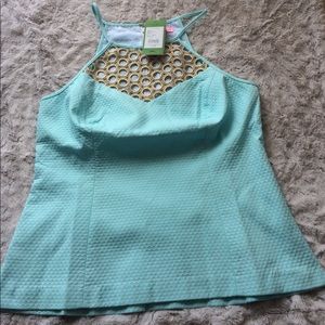 Lilly Pulitzer Larina Top in Pool Blue NWT