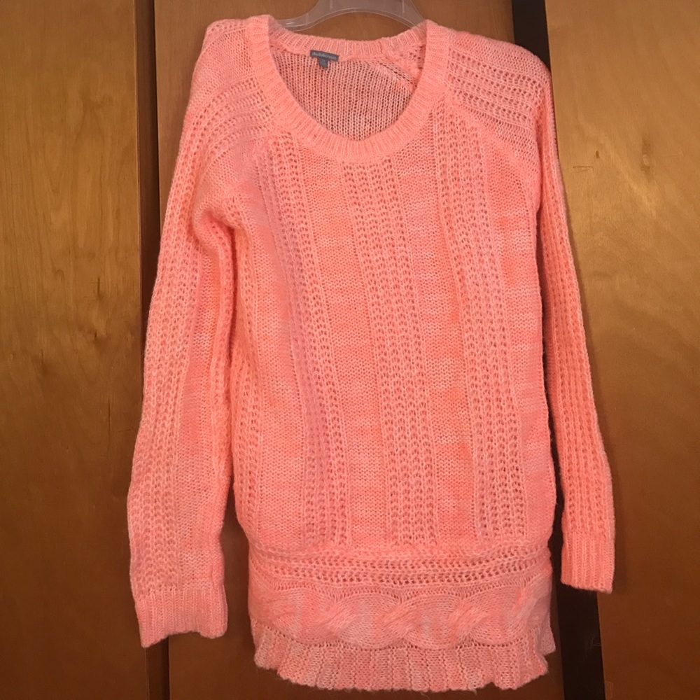Electric coral knit sweater