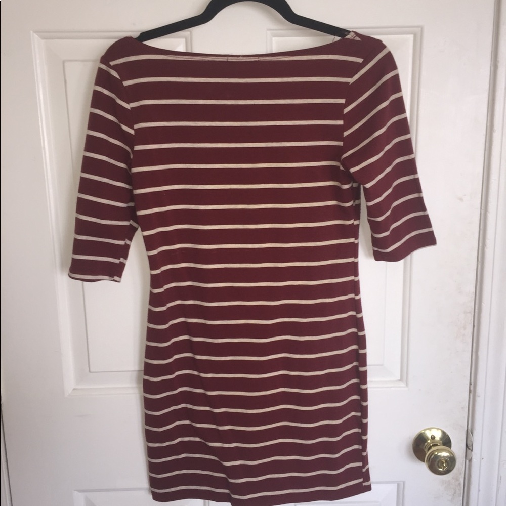 Maroon and beige striped mini dress - Picture 2 of 2
