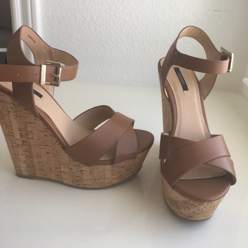Forever 21 Brown Wedges Size 7.5 Gently Used
