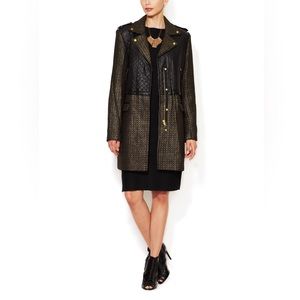 Walter Baker W118 "Elisa"  Leather Gold Tweed Coat