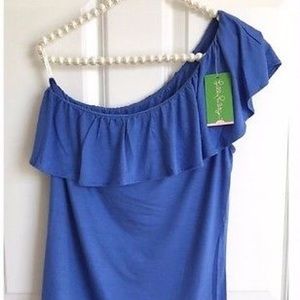 Lilly Pulitzer One Shoulder Nevaeh Iris Blue Top