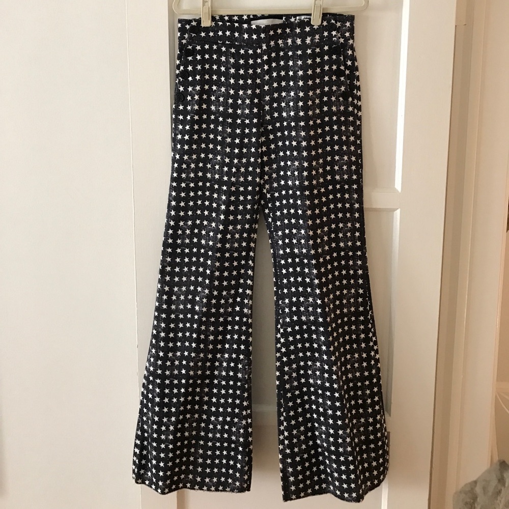 Max Mara Blue and white star wide flair pants