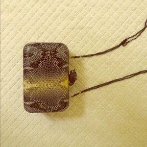 House of Harlow Marley Snake Embossed Clutch Gold