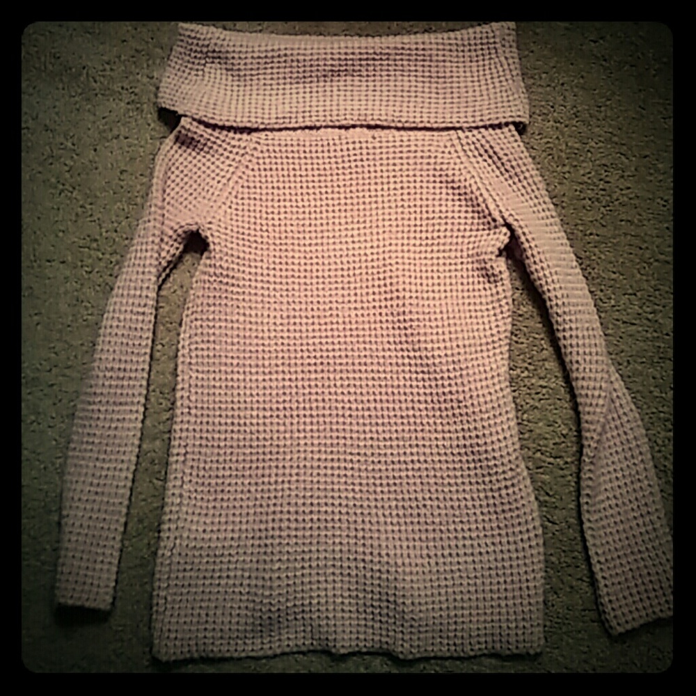 Long pink knit sweater