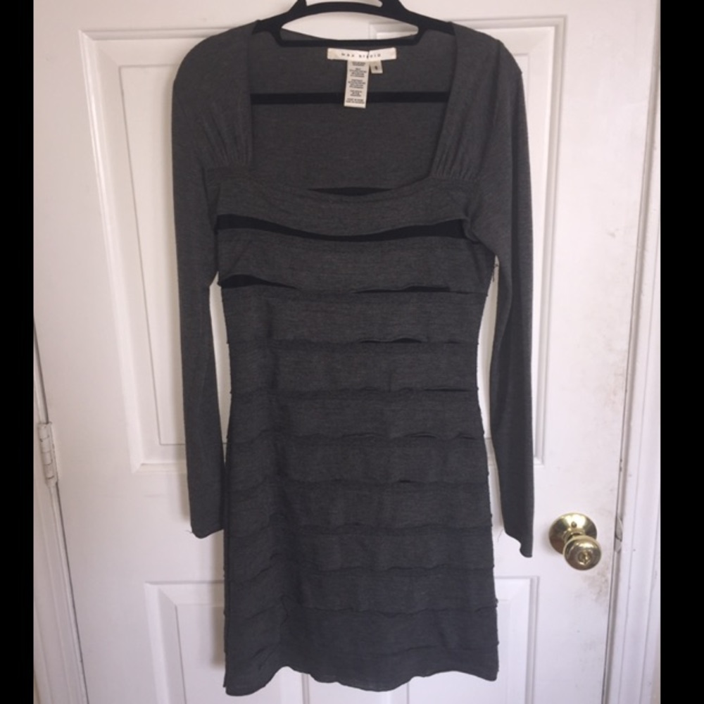 Gray and black mesh bodycon dress