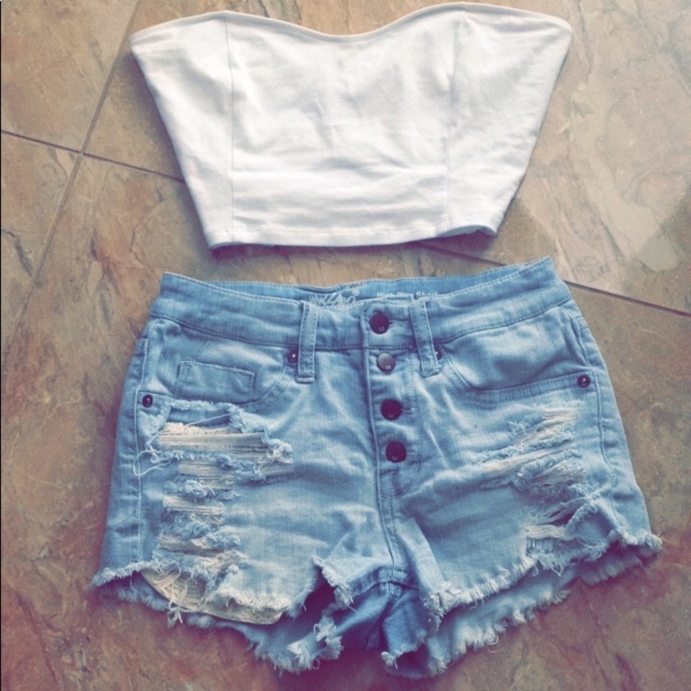Denim high waisted shorts