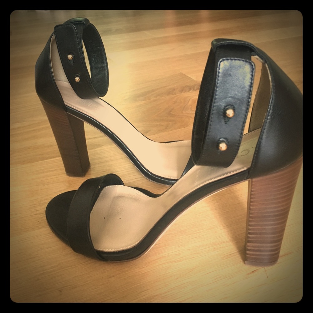 Jcrew high heeled straps sandals - black