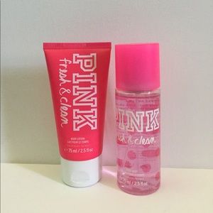 PINK Fresh and clean body mist and body lotion
