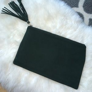 Suede Emerald Green Clutch NWOT