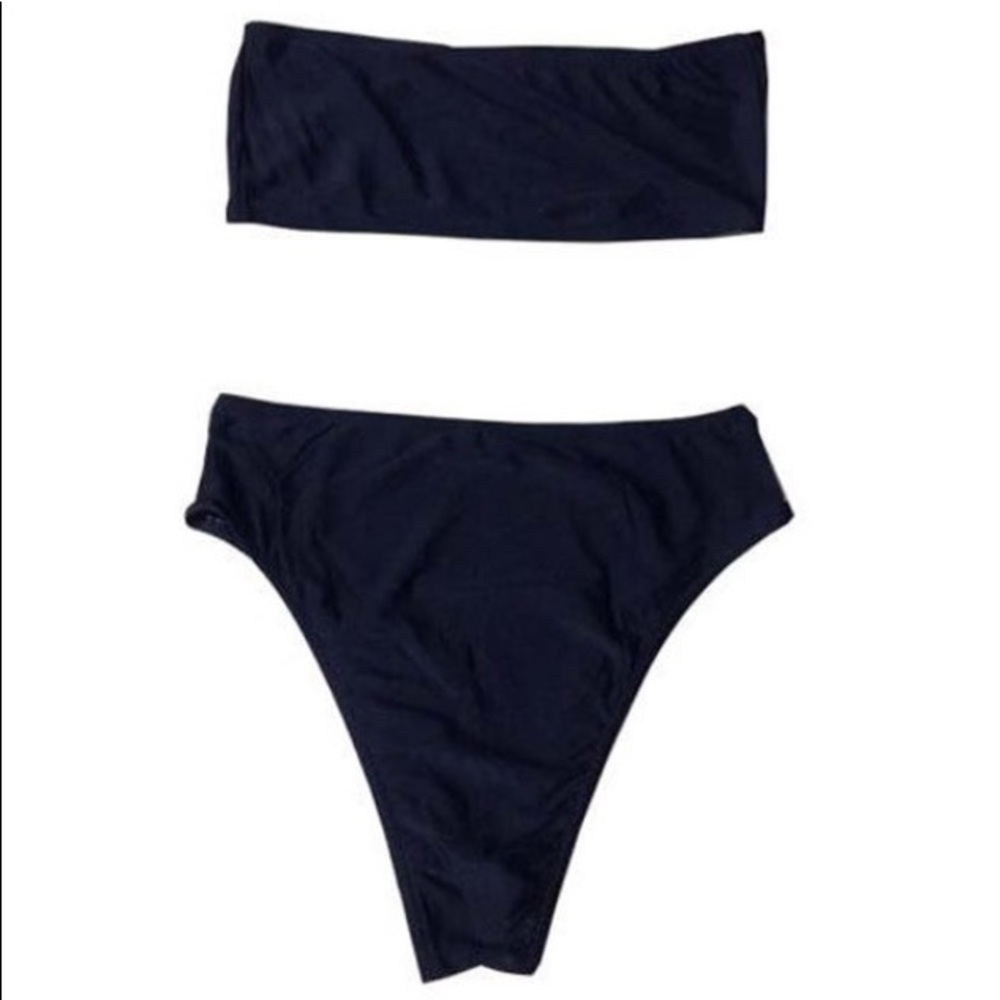 High waisted strapless bikini