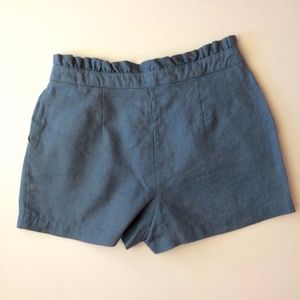 BCNU Shorts - BCNU Blue High-Waisted Linen Shorts BCNU Shorts - BCNU Blue High-Waisted Linen Shorts