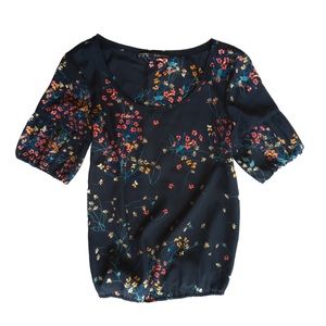 [Zara] Floral Elastic Bottom Ruffle Sleeve Blouse