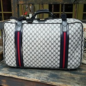 Vintage 1980s Gucci Navy Blue Logo Suitcase