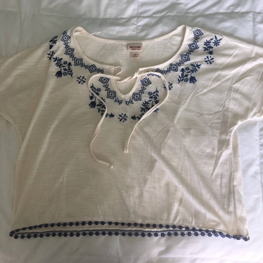 MOSSIMO Floral Detailing Peasant Crop Top