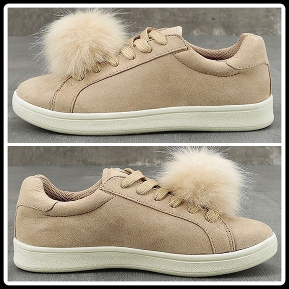 POMPOM NUDE SUEDE SNEAKERS - Picture 2 of 6