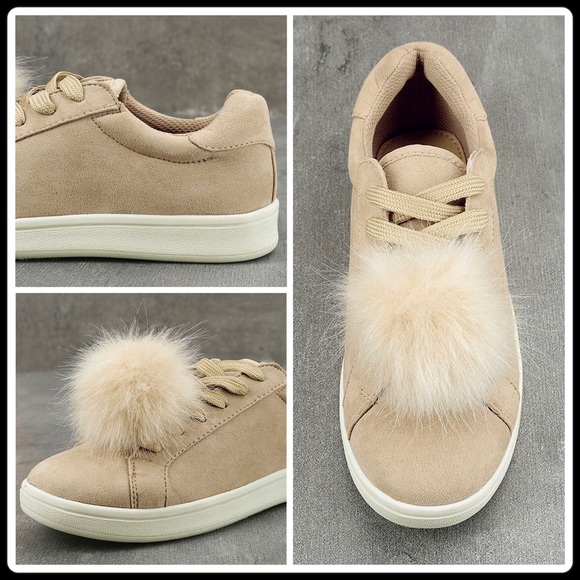 POMPOM NUDE SUEDE SNEAKERS - Picture 3 of 6