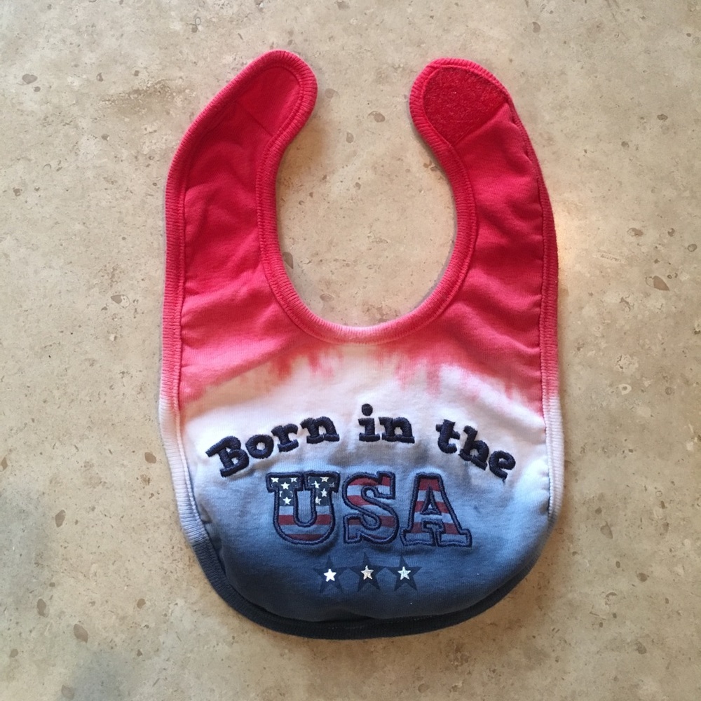 Red, white, and blue tie-dyed 100% cotton bib!