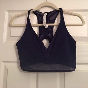 Navy blue Lululemon sport bra.