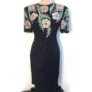 Vintage Dresses - Stunning Vintage Silk Beaded Sequin Cocktail dress Vintage Dresses - Stunning Vintage Silk Beaded Sequin Cocktail dress