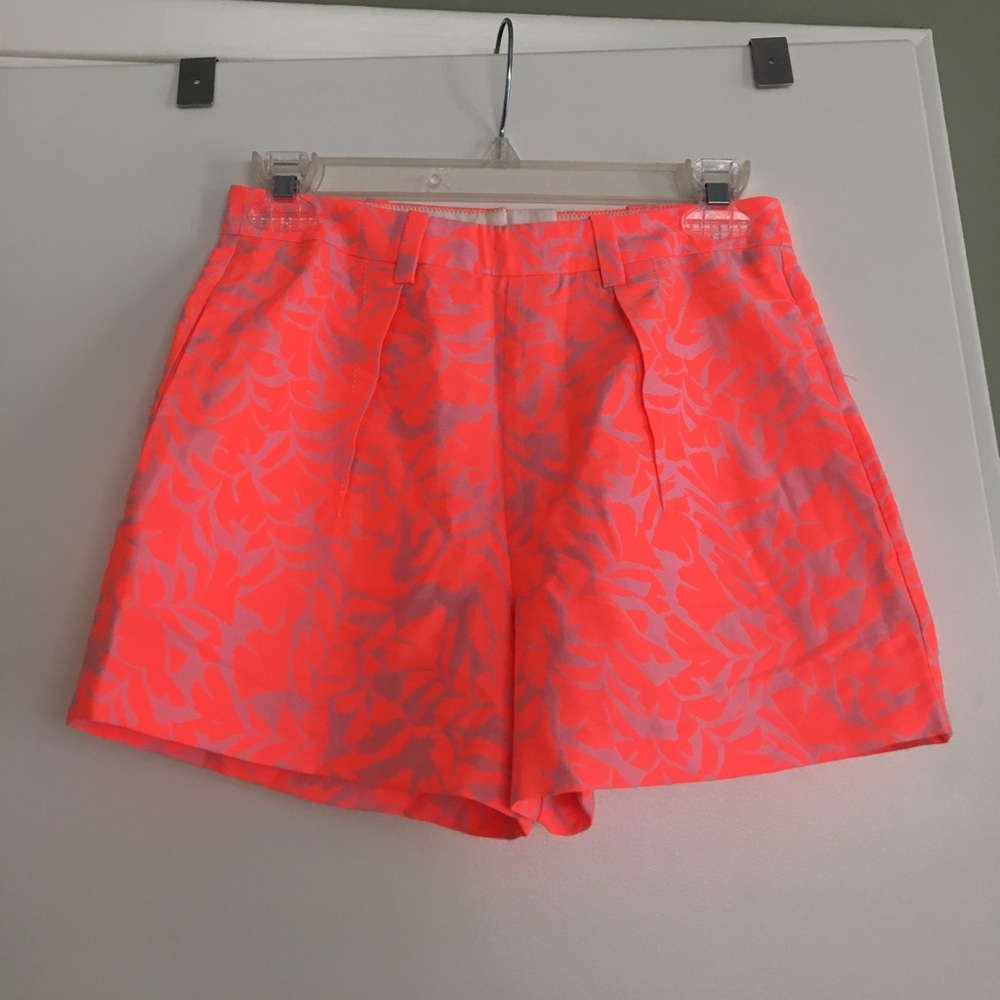 J Crew shorts - neon coral jacquard