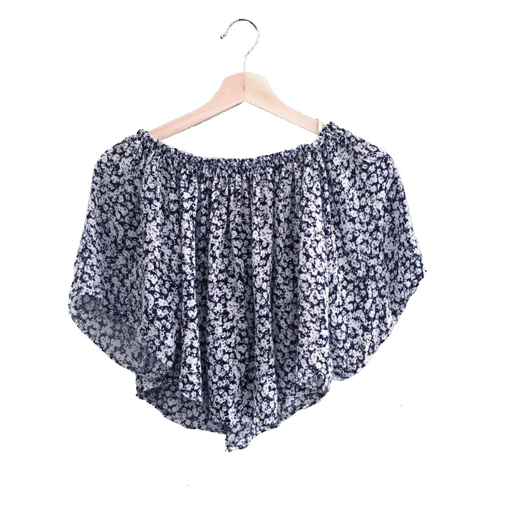[Zara] Off Shoulder Floral Daisy Print Crop Blouse