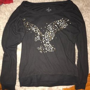 American Eagle grey plush crew sweatshirt