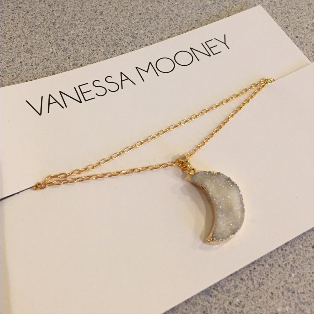 NEW Vanessa Mooney crescent moon druzy necklace