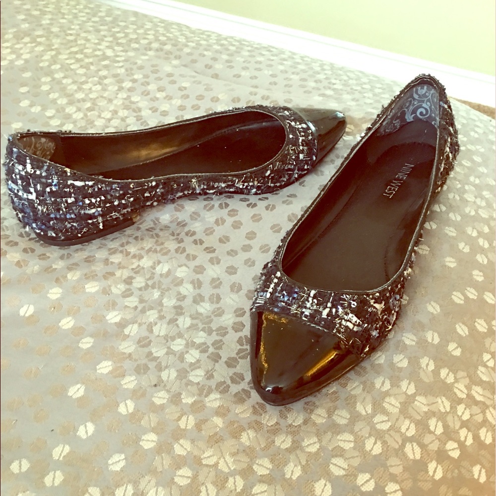 Nine West flats with blue and silver sparkle