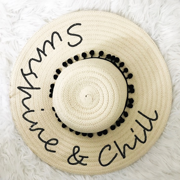 BETSEY Johnson Pom Pom Straw Hat - Picture 2 of 3