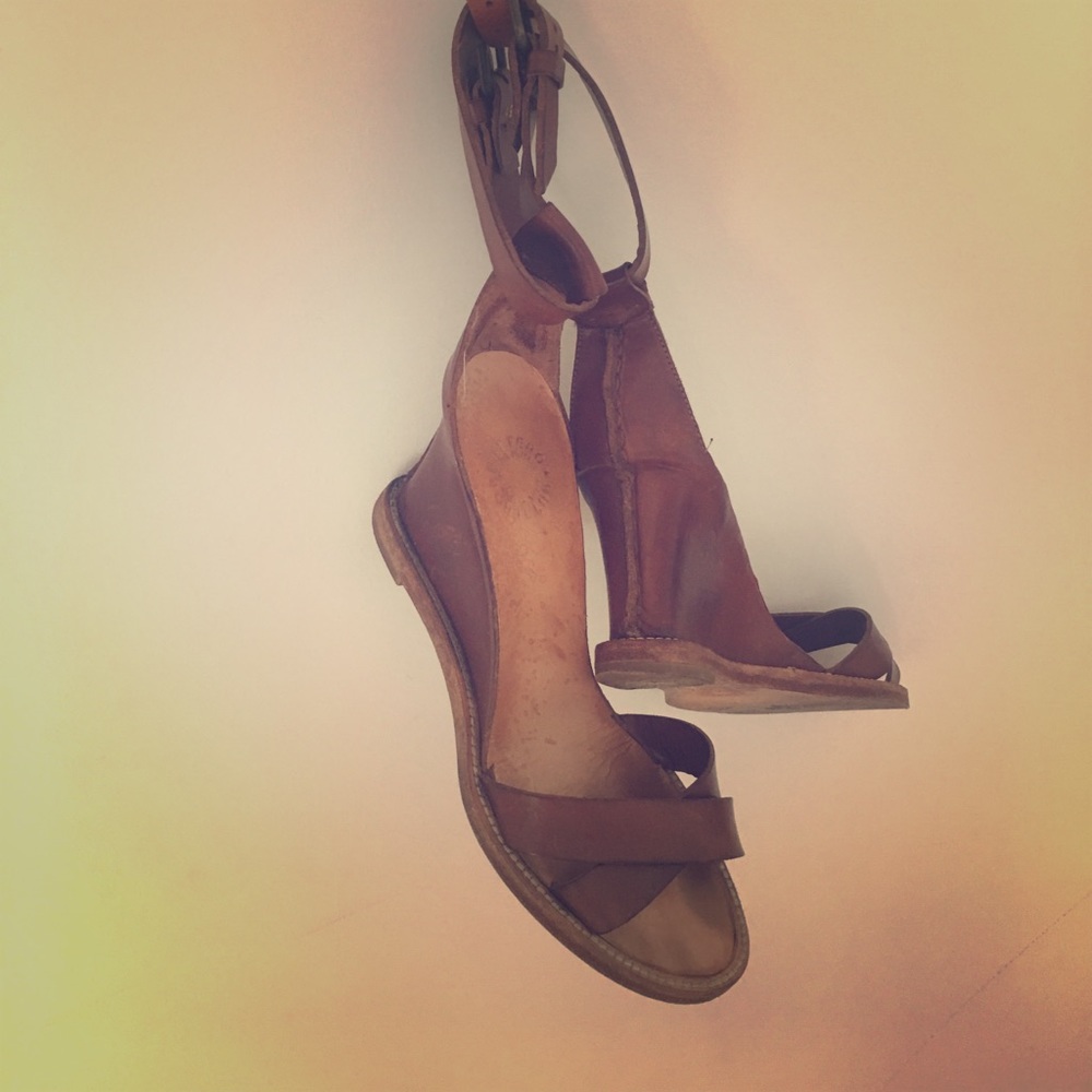 Hand made Italian leather Buttero wedges