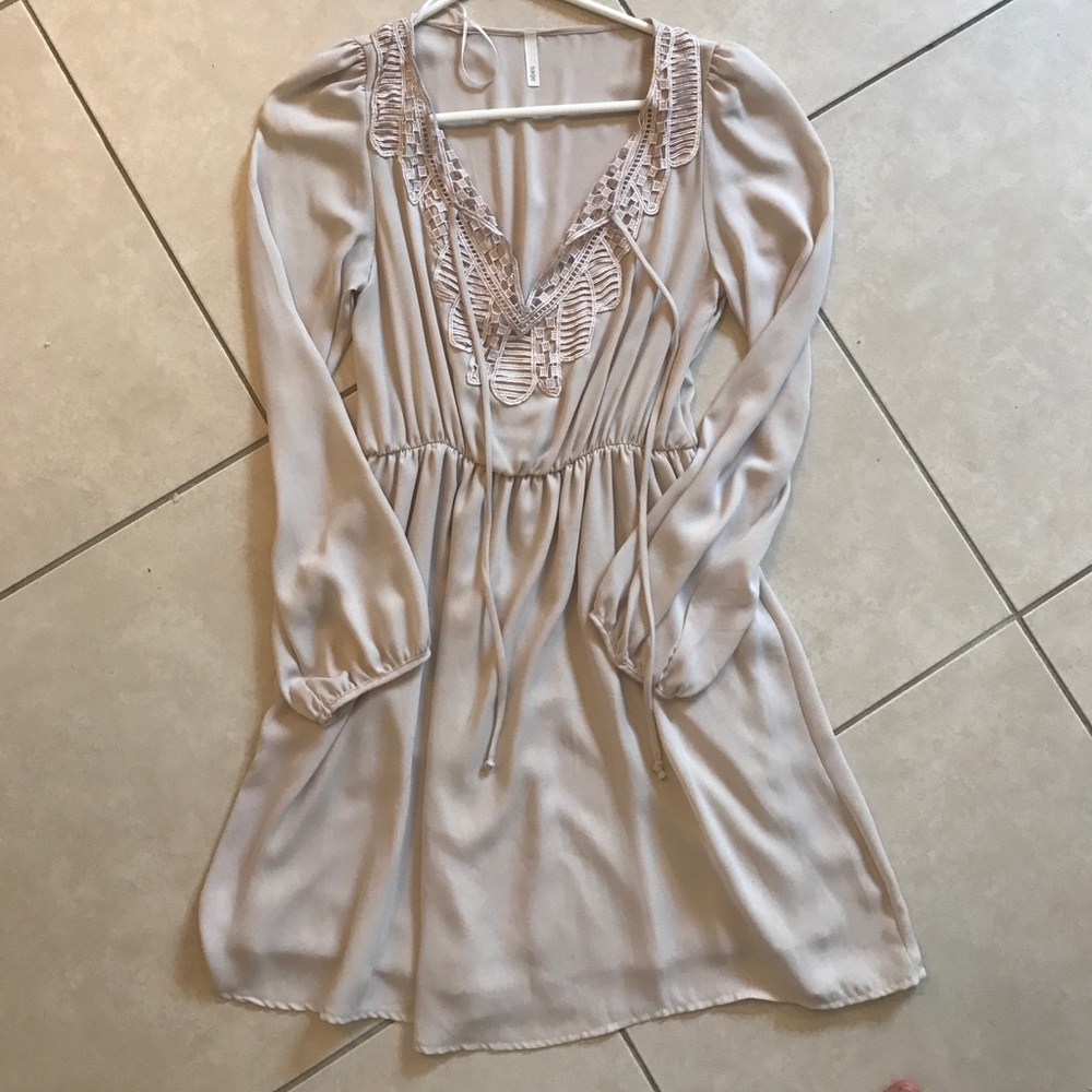 Beige long sleeved dress