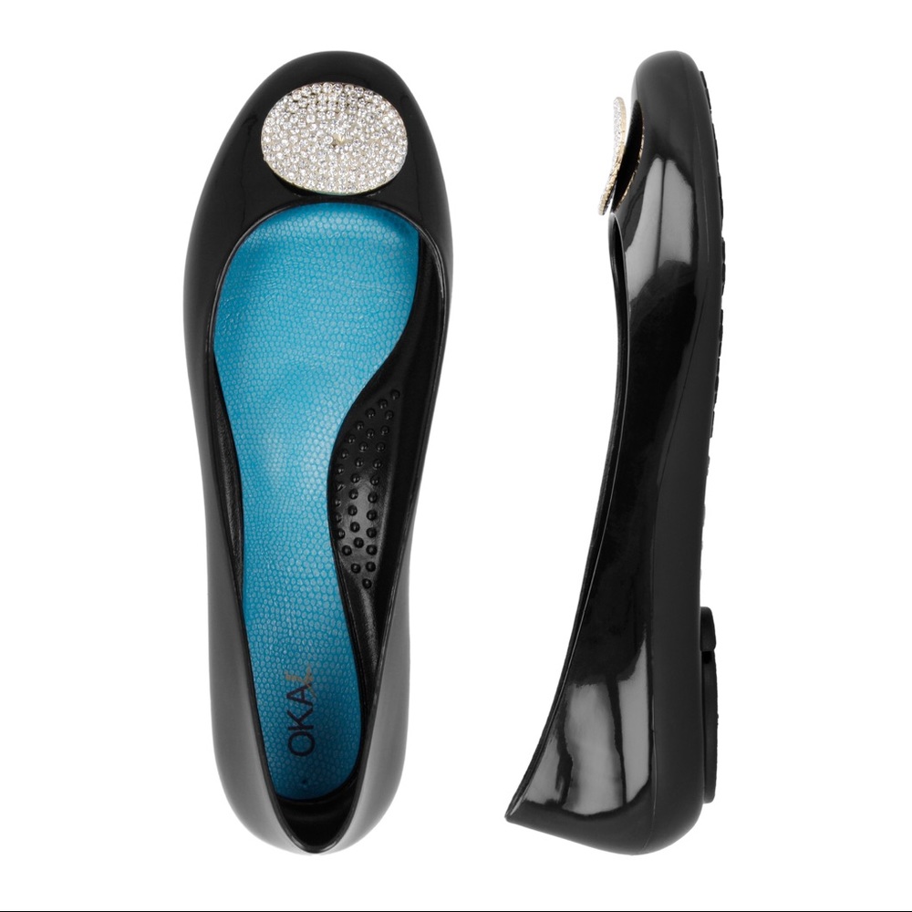 Oka b black ballet flats size 7& 8