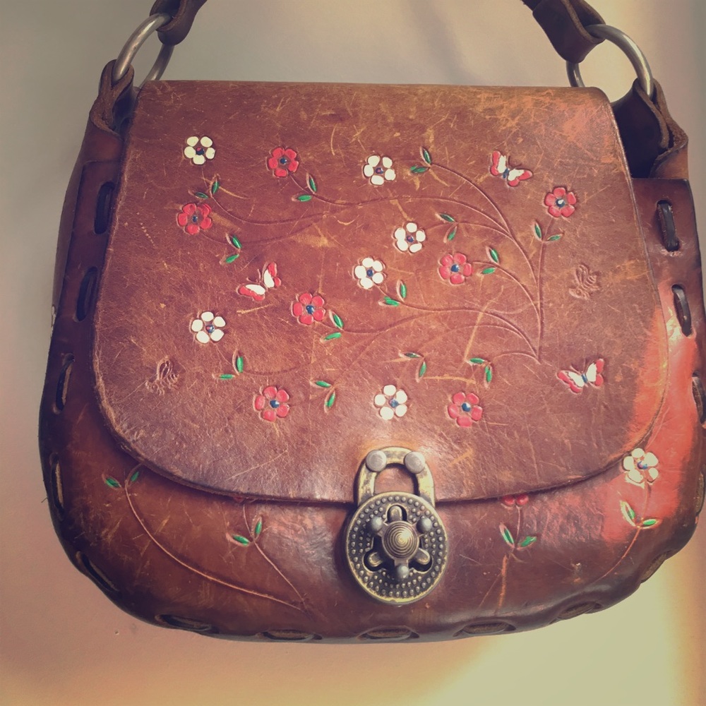 Vintage leather saddle bag. Spanish leather