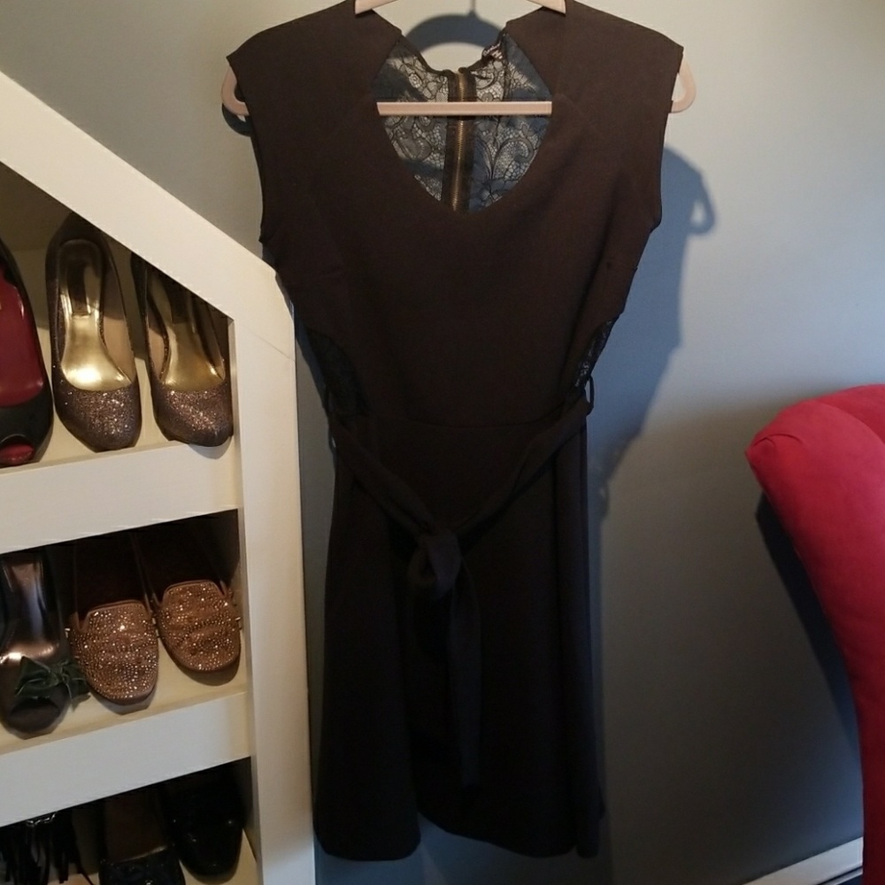 Little black dress with lace side panels and back!
