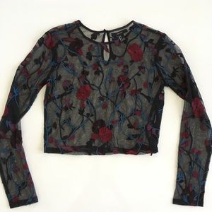 NWOT sheer embroidered top