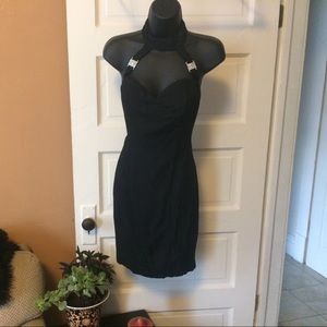 Women's size 9 black cocktail dress halter neck
