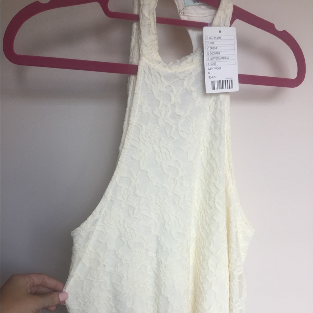 Urban outfitters white lace high neck tank