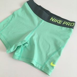 neon mint nike pro shorts