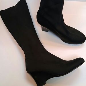 Fitzwell Shoes - Sexy satin stretch winter wedge boots! Fitzwell Shoes - Sexy satin stretch winter wedge boots!