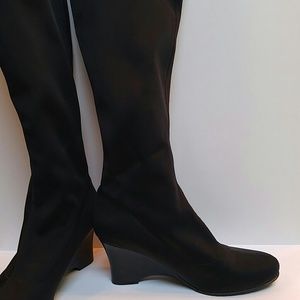 Fitzwell Shoes - Sexy satin stretch winter wedge boots! Fitzwell Shoes - Sexy satin stretch winter wedge boots!