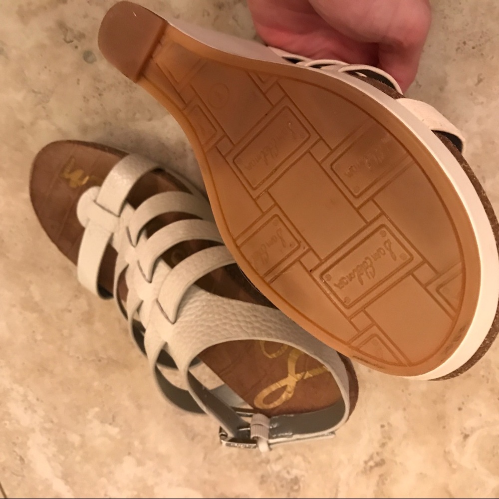 SAM EDELMAN white leather wedges - Picture 2 of 4