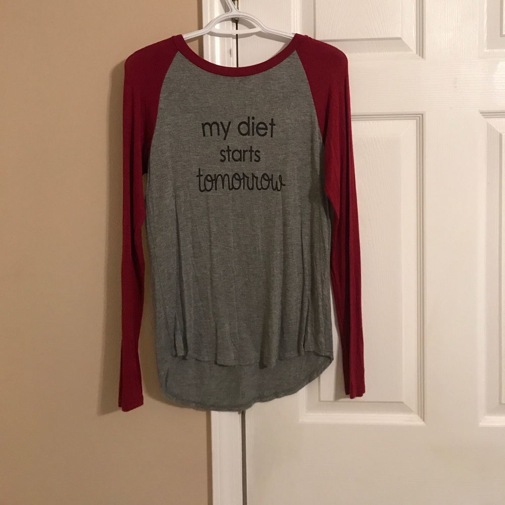 Size M Long Sleeve "my diet starts tomorrow" T